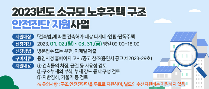  2023년도 소규모 노후주택 구조 안전진단 지원사업 신청 모집 